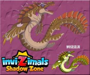 yapboz Mosasaur. Invizimals Shadow Zone, Güçlü bir palet ve güçlü çeneleri ile Otantik deniz canavarı